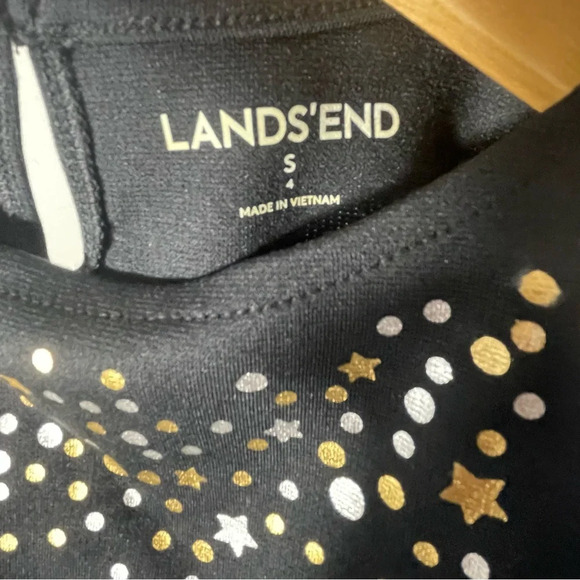 Lands’ End Little Girls Black Sleeveless Gold & Silver Dress Size S(4) - Picture 6 of 9